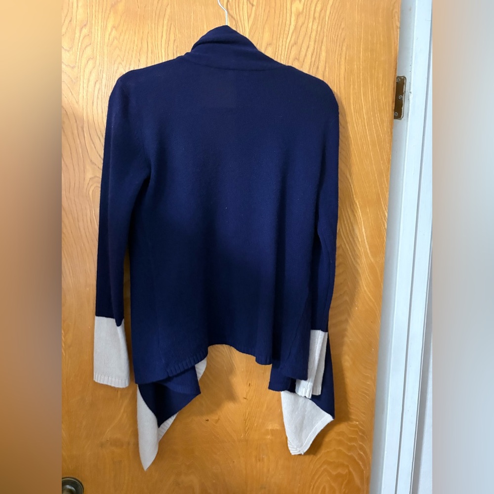 Barrow & Grove Chic Navy and Cream color block Women's cashmere Cardigan S - Picture 7 of 9